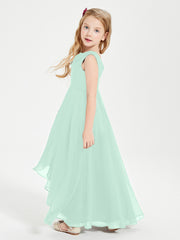 Junior Robes de Demoiselle d'Honneur Modernes à Col Cowl Asymétrique Vert Menthe