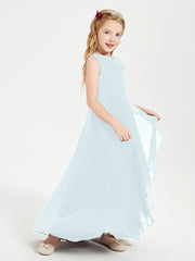 Junior Robes de Demoiselle d'Honneur Modernes à Col Cowl Asymétrique Brume
