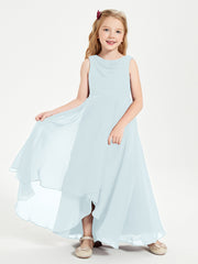 Junior Robes de Demoiselle d'Honneur Modernes à Col Cowl Asymétrique Brume