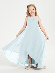 Junior Robes de Demoiselle d'Honneur Modernes à Col Cowl Asymétrique Brume