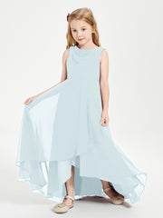 Junior Robes de Demoiselle d'Honneur Modernes à Col Cowl Asymétrique Brume