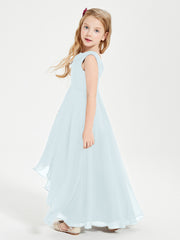 Junior Robes de Demoiselle d'Honneur Modernes à Col Cowl Asymétrique Brume