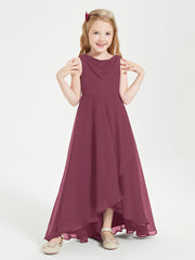Junior Robes de Demoiselle d'Honneur Modernes à Col Cowl Asymétrique Mûre
