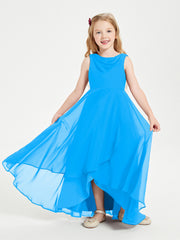 Junior Robes de Demoiselle d'Honneur Modernes à Col Cowl Asymétrique Bleu Océan