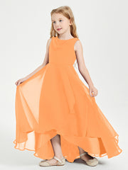 Junior Robes de Demoiselle d'Honneur Modernes à Col Cowl Asymétrique Orange
