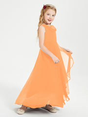 Junior Robes de Demoiselle d'Honneur Modernes à Col Cowl Asymétrique Orange