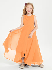 Junior Robes de Demoiselle d'Honneur Modernes à Col Cowl Asymétrique Orange
