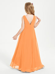 Junior Robes de Demoiselle d'Honneur Modernes à Col Cowl Asymétrique Orange