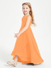 Junior Robes de Demoiselle d'Honneur Modernes à Col Cowl Asymétrique Orange