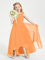 Junior Robes de Demoiselle d'Honneur Modernes à Col Cowl Asymétrique Orange