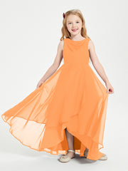 Junior Robes de Demoiselle d'Honneur Modernes à Col Cowl Asymétrique Orange
