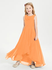 Junior Robes de Demoiselle d'Honneur Modernes à Col Cowl Asymétrique Orange