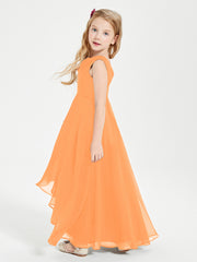 Junior Robes de Demoiselle d'Honneur Modernes à Col Cowl Asymétrique Orange