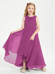 Junior Robes de Demoiselle d'Honneur Modernes à Col Cowl Asymétrique Orchidee