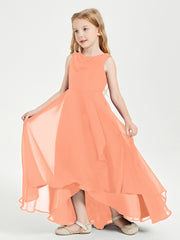 Junior Robes de Demoiselle d'Honneur Modernes à Col Cowl Asymétrique Papaye