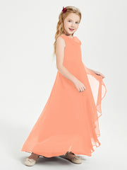 Junior Robes de Demoiselle d'Honneur Modernes à Col Cowl Asymétrique Papaye