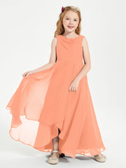 Junior Robes de Demoiselle d'Honneur Modernes à Col Cowl Asymétrique Papaye