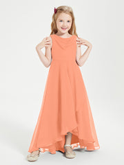Junior Robes de Demoiselle d'Honneur Modernes à Col Cowl Asymétrique Papaye