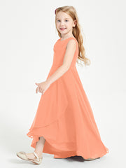 Junior Robes de Demoiselle d'Honneur Modernes à Col Cowl Asymétrique Papaye
