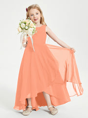Junior Robes de Demoiselle d'Honneur Modernes à Col Cowl Asymétrique Papaye