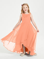 Junior Robes de Demoiselle d'Honneur Modernes à Col Cowl Asymétrique Papaye