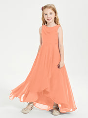 Junior Robes de Demoiselle d'Honneur Modernes à Col Cowl Asymétrique Papaye