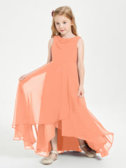 Junior Robes de Demoiselle d'Honneur Modernes à Col Cowl Asymétrique Papaye