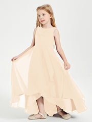 Junior Robes de Demoiselle d'Honneur Modernes à Col Cowl Asymétrique Pêche