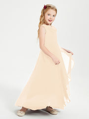 Junior Robes de Demoiselle d'Honneur Modernes à Col Cowl Asymétrique Pêche