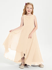 Junior Robes de Demoiselle d'Honneur Modernes à Col Cowl Asymétrique Pêche