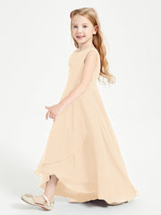 Junior Robes de Demoiselle d'Honneur Modernes à Col Cowl Asymétrique Pêche