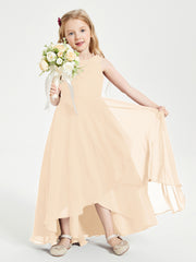 Junior Robes de Demoiselle d'Honneur Modernes à Col Cowl Asymétrique Pêche