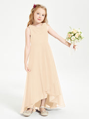 Junior Robes de Demoiselle d'Honneur Modernes à Col Cowl Asymétrique Pêche