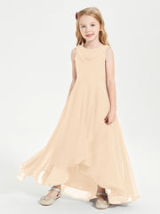 Junior Robes de Demoiselle d'Honneur Modernes à Col Cowl Asymétrique Pêche