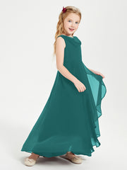 Junior Robes de Demoiselle d'Honneur Modernes à Col Cowl Asymétrique Paon