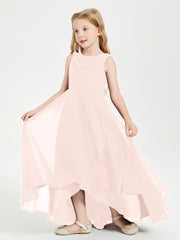 Junior Robes de Demoiselle d'Honneur Modernes à Col Cowl Asymétrique Rose Perle