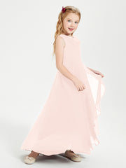 Junior Robes de Demoiselle d'Honneur Modernes à Col Cowl Asymétrique Rose Perle