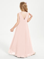 Junior Robes de Demoiselle d'Honneur Modernes à Col Cowl Asymétrique Rose Perle