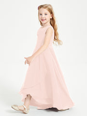 Junior Robes de Demoiselle d'Honneur Modernes à Col Cowl Asymétrique Rose Perle