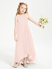 Junior Robes de Demoiselle d'Honneur Modernes à Col Cowl Asymétrique Rose Perle