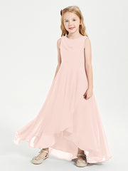 Junior Robes de Demoiselle d'Honneur Modernes à Col Cowl Asymétrique Rose Perle