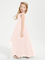Junior Robes de Demoiselle d'Honneur Modernes à Col Cowl Asymétrique Rose Perle