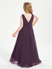 Junior Robes de Demoiselle d'Honneur Modernes à Col Cowl Asymétrique Plum