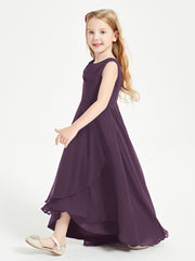 Junior Robes de Demoiselle d'Honneur Modernes à Col Cowl Asymétrique Plum