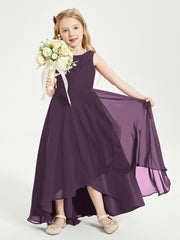 Junior Robes de Demoiselle d'Honneur Modernes à Col Cowl Asymétrique Plum