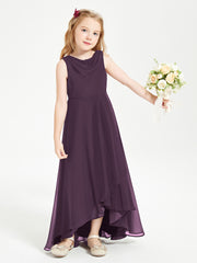 Junior Robes de Demoiselle d'Honneur Modernes à Col Cowl Asymétrique Plum