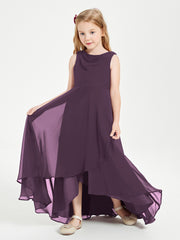 Junior Robes de Demoiselle d'Honneur Modernes à Col Cowl Asymétrique Plum