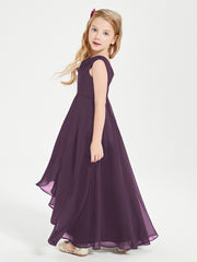 Junior Robes de Demoiselle d'Honneur Modernes à Col Cowl Asymétrique Plum