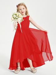 Junior Robes de Demoiselle d'Honneur Modernes à Col Cowl Asymétrique Rouge
