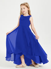 Junior Robes de Demoiselle d'Honneur Modernes à Col Cowl Asymétrique Bleu Royale